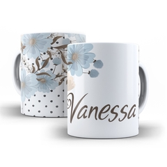 Caneca Floral Chique para personalizar o nome 325ml em ceramica Orathea 