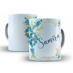 Caneca Floral Sonhos para personalizar o nome 325ml em ceramica Orathea 