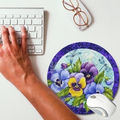 Mouse Pad Redondo Floral 18x18cm Orathea na internet