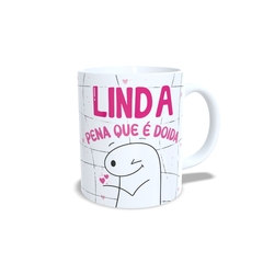 Caneca Flork Linda pena que é doida 325ml em cerâmica Orathea - Personalize Canecas Azulejos e mais | Orathea Presentes