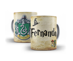 Caneca Branca com Nome Harry Potter 325ml Casas Grifinória, Lufa-Lufa, Corvinal, Sonserina Orathea na internet