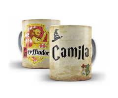 Caneca Branca com Nome Harry Potter 325ml Casas Grifinória, Lufa-Lufa, Corvinal, Sonserina Orathea - loja online