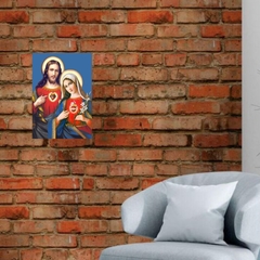 Quadro Sagrado Coração de Jesus e Maria em MDF 20x27cm Decorativo – Orathea - Personalize Canecas Azulejos e mais | Orathea Presentes