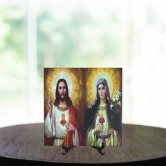 Quadro Azulejo Jesus e Virgem Maria Religioso com suporte Orathea - comprar online