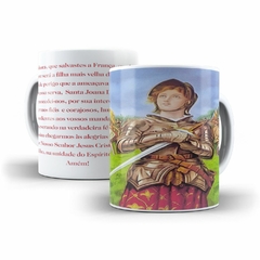 Caneca Santa Joana DArc Religioso em ceramica 325ml Orathea