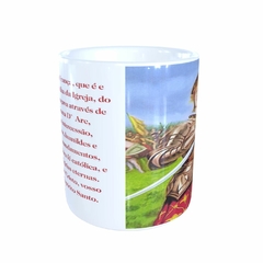 Caneca Santa Joana D'Arc Religioso em cerâmica 325ml Orathea na internet