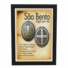 Quadro Religioso Medalha de Sao Bento 21x30cm Moldura Preta marca Orathea