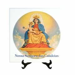 Quadro Azulejo Nossa Senhora das Candeias Religioso com suporte Orathea