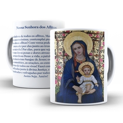 Caneca Nossa Senhora dos Aflitos Religioso em ceramica 325ml Orathea