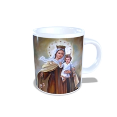 Caneca Nossa Senhora do Escapulário Religioso em cerâmica 325ml Orathea - Personalize Canecas Azulejos e mais | Orathea Presentes