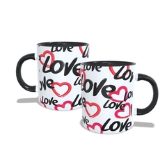 Caneca Love em ceramica colorida 325ml Dia dos Namorados