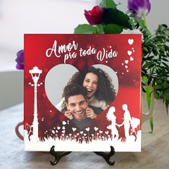 Quadro Azulejo Amor para Toda a Vida Personalizado com foto com suporte Orathea - Personalize Canecas Azulejos e mais | Orathea Presentes