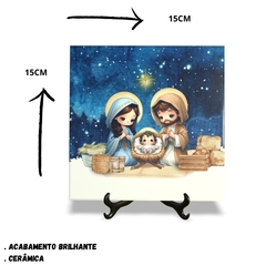 Imagem do Kit caneca em cerâmica e Quadro Azulejo no tamanho 15x15cm decorativo Natal