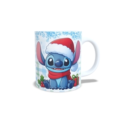 Caneca de Natal com o Stitch em cerâmica branca 325ml Orathea - Personalize Canecas Azulejos e mais | Orathea Presentes