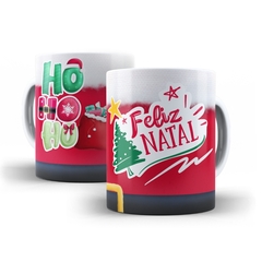 Caneca Feliz Natal Ho Ho Ho 325ml em ceramica Orathea 