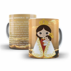 Caneca Nossa Senhora de Nazare Religioso em ceramica 325ml Orathea