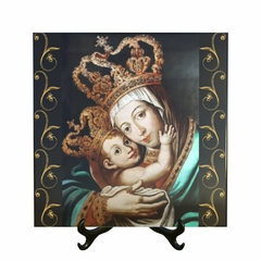 Quadro Azulejo Nossa Senhora da Alegria Religioso com suporte Orathea