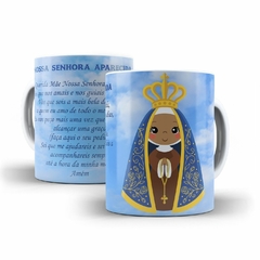 Caneca Nossa Senhora Aparecida Religioso AA3 em ceramica 325ml Orathea