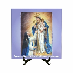 Quadro Azulejo Nossa Sra do Bom Sucesso Religioso com suporte Orathea