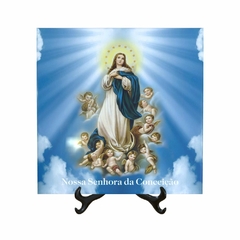 Quadro Azulejo Nossa Senhora da Conceicao Religioso com suporte Orathea