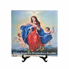 Quadro Azulejo Nossa Sra Desatadora dos Nos Religioso com suporte Orathea