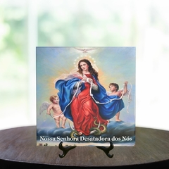 Quadro Azulejo Nossa Sra. Desatadora dos Nós Religioso com suporte Orathea - comprar online