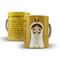 Caneca Nossa Senhora de Fatima Religioso AA2 em ceramica 325ml Orathea