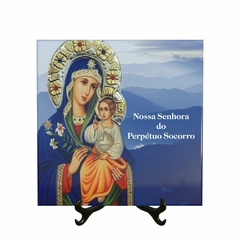 Quadro Azulejo Nossa Sra do Perpetuo Socorro Religioso com suporte Orathea