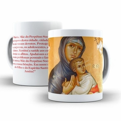 Caneca Nossa Senhora do Perpetuo Socorro Religioso em ceramica 325ml Orathea