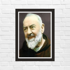 Quadro Religioso Padre Pio 21x30cm Moldura Preta marca Orathea na internet