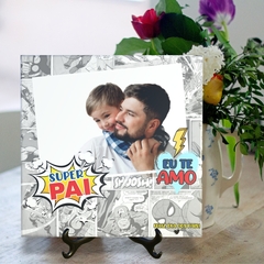 Quadro Azulejo Super Pai com foto com suporte Orathea - Personalize Canecas Azulejos e mais | Orathea Presentes