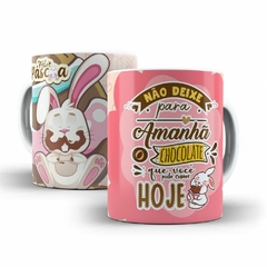 Caneca Feliz Páscoa Chocolate 325ml em cerâmica Orathea - comprar online