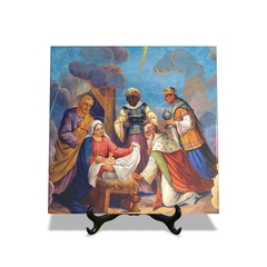 Quadro Azulejo Presepio Natalino Decorativo com suporte Orathea