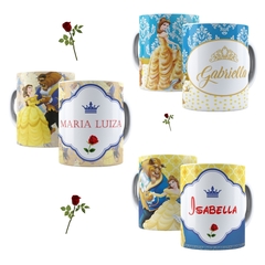 Caneca Princesa Bela e a Fera 325ml Orathea  Personalize com Nome