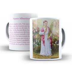 Caneca Santa Albertina Religioso em ceramica 325ml Orathea