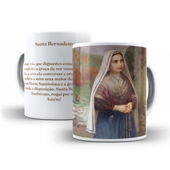 Caneca Santa Bernadette Religioso em ceramica 325ml Orathea