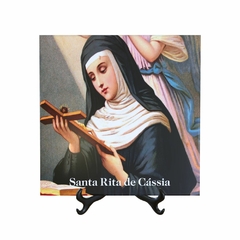 Quadro Azulejo Santa Rita de Cassia Religioso com suporte Orathea