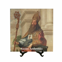 Quadro Azulejo Santo Ambrosio Religioso com suporte Orathea