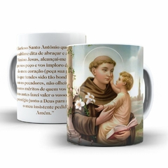 Caneca Santo Antonio Religioso em ceramica 325ml Orathea