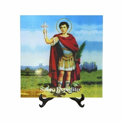 Quadro Azulejo Santo Expedito Religioso com suporte Orathea