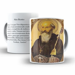 Caneca Sao Bento Religioso em ceramica 325ml Orathea