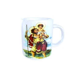 Caneca São Cristóvão Religioso em cerâmica 325ml Orathea - Personalize Canecas Azulejos e mais | Orathea Presentes