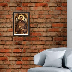 Quadro Religioso São Francisco 21x30cm Moldura Preta marca Orathea na internet