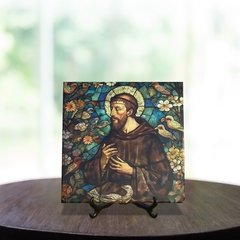 Quadro Azulejo São Francisco de Assis Decorativo com suporte Orathea - comprar online