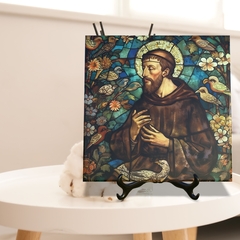 Quadro Azulejo São Francisco de Assis Decorativo com suporte Orathea na internet