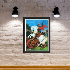 Quadro Religioso São Jorge 21x30cm Moldura Preta marca Orathea na internet