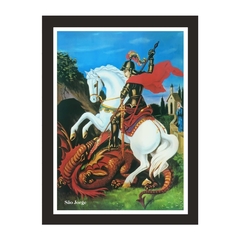 Quadro Religioso Sao Jorge 21x30cm Moldura Preta marca Orathea