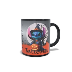 Caneca Stitch Hallowen super charmosa 325ml em cerâmica Preta da Orathea - Personalize Canecas Azulejos e mais | Orathea Presentes