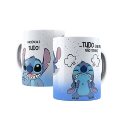 Caneca Stitch Paciencia e tudo 325ml em ceramica da Orathea