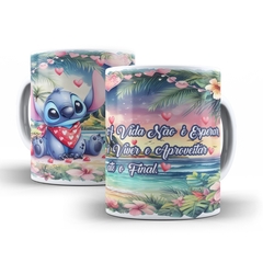 Caneca Stitch  A Vida e para se Viver em ceramica 325ml Orathea